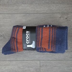 CROCS Women Cozy Stripe Socks - Navy, Rust, Orange Size S/M